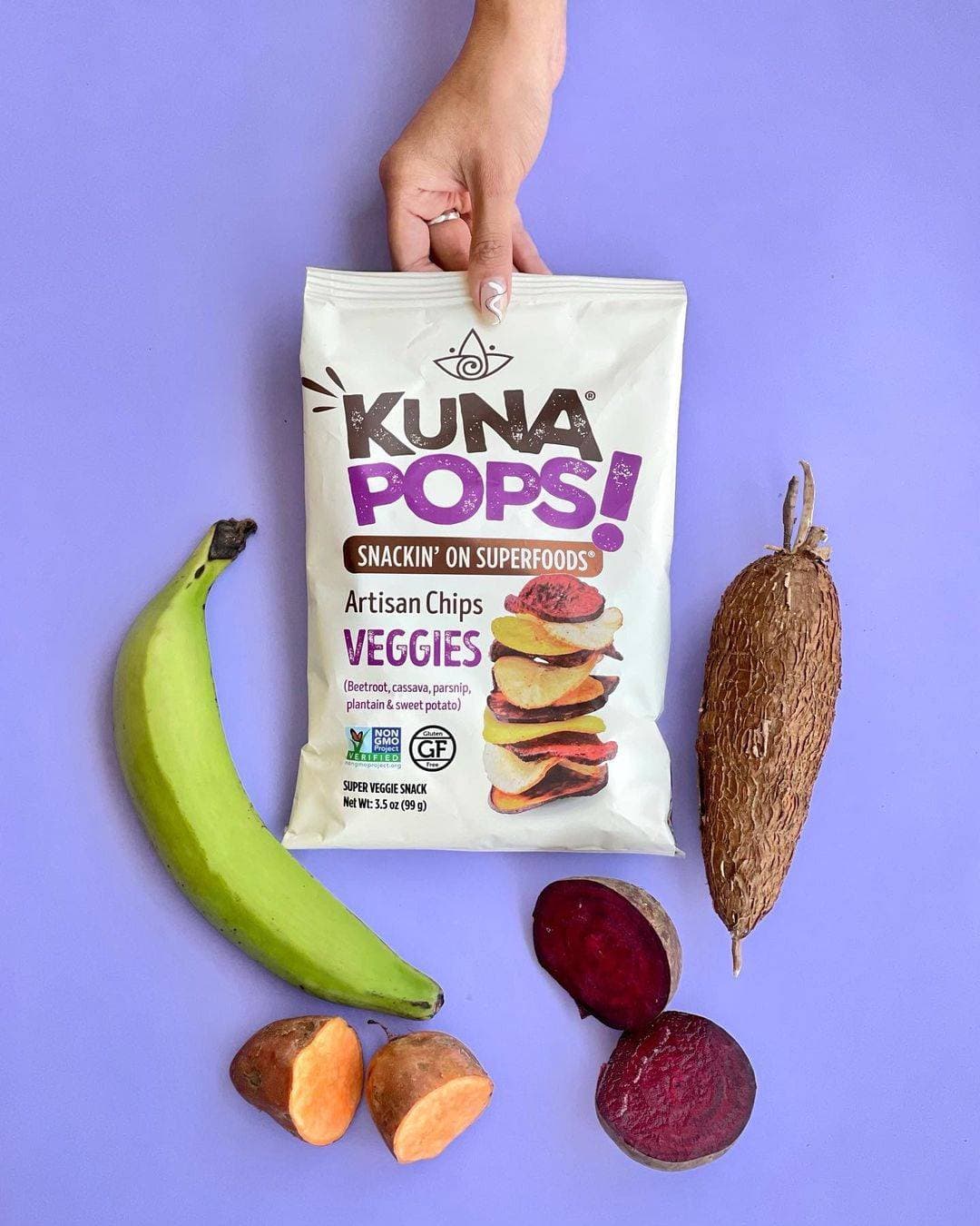 Kuna Pops veggie chips and their ingredients